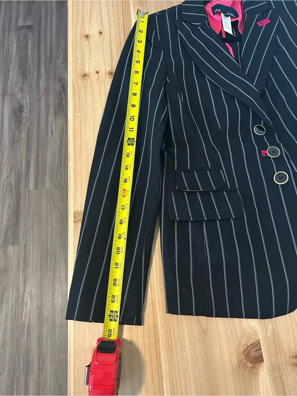 Blue Les Copains Black Tailored Pinstriped Designer Blazer Size IT 44 Italian.
